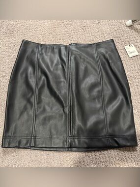Free People Black Faux Leather Panel Mini Skirt